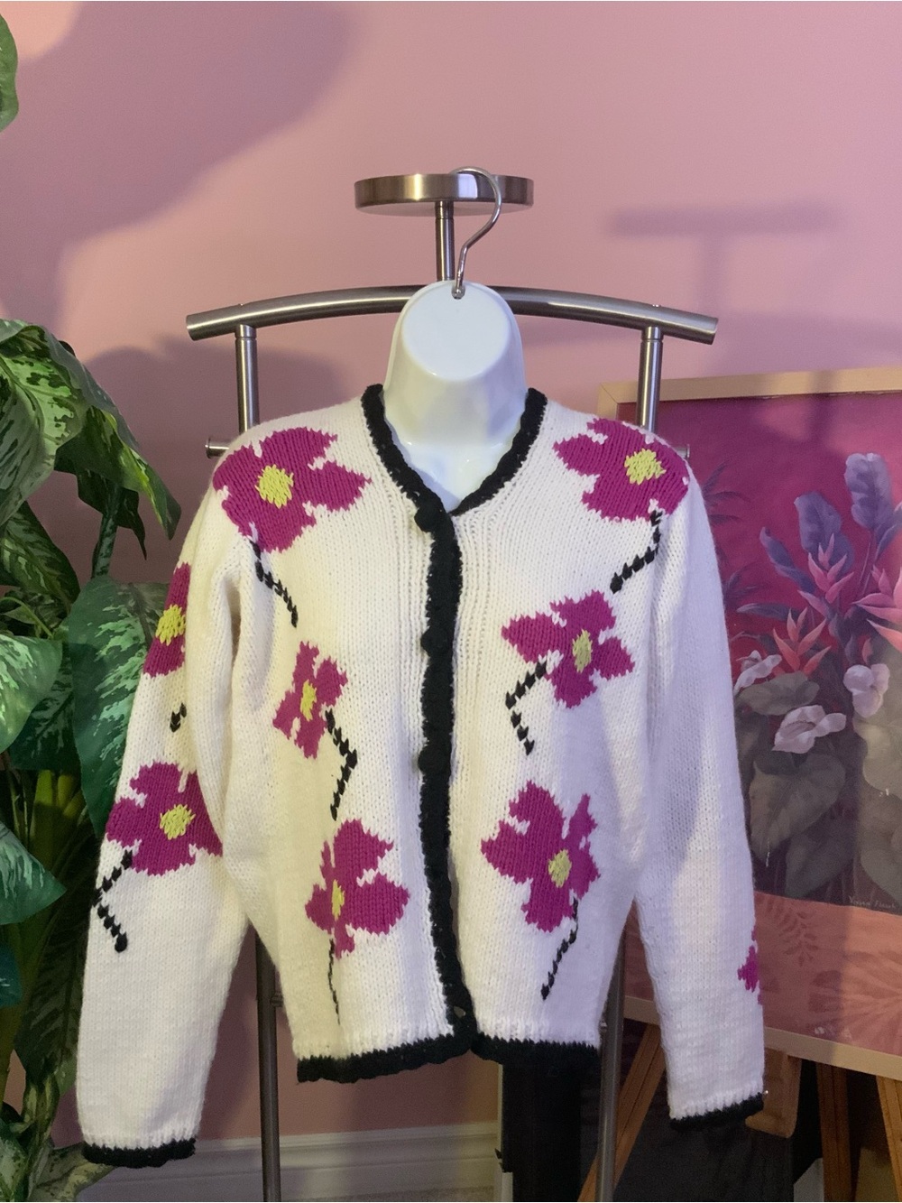 Mandinga Floral Knit Cardigan Sweater